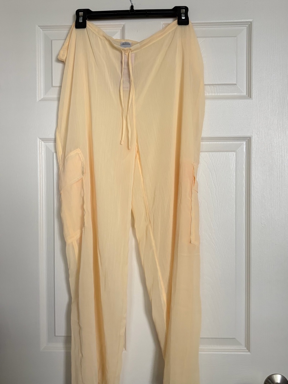Baby Yellow Drawstring Wide-Leg Women's Pants